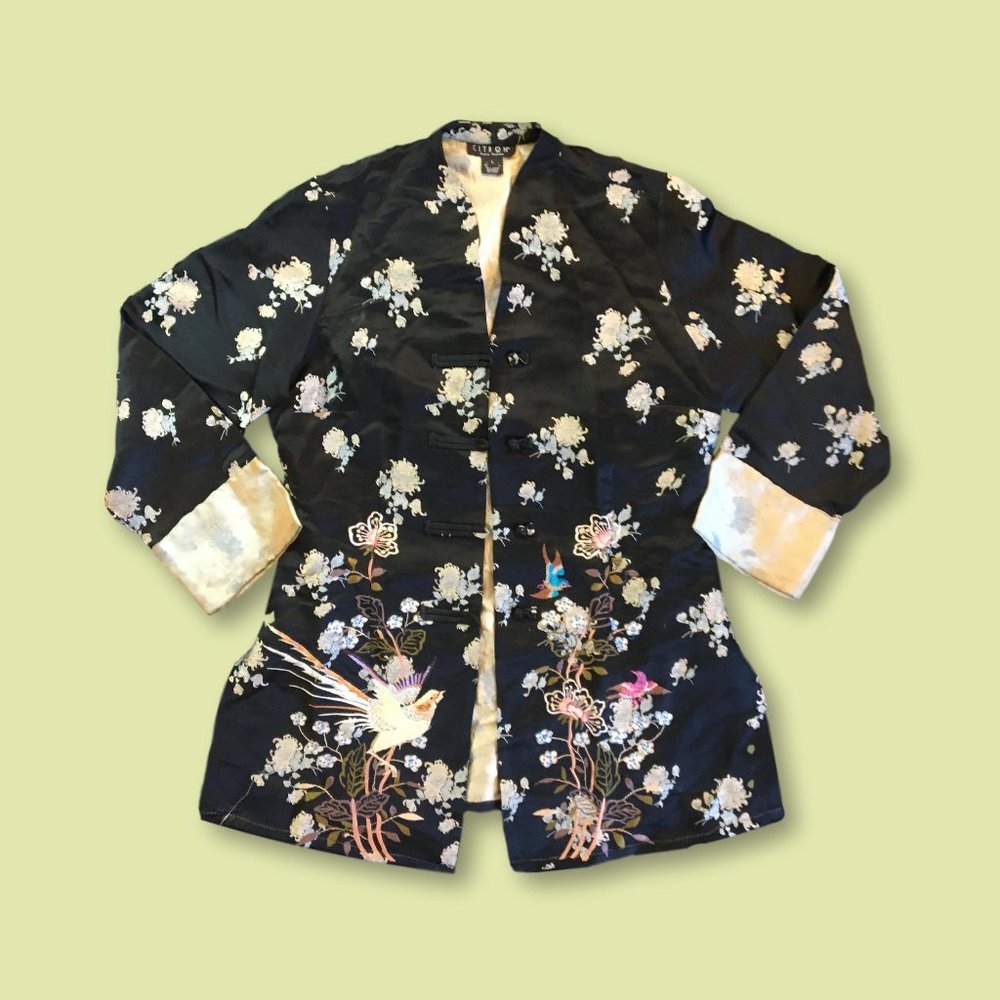 Citron Classic Silk Blend Kimono, L